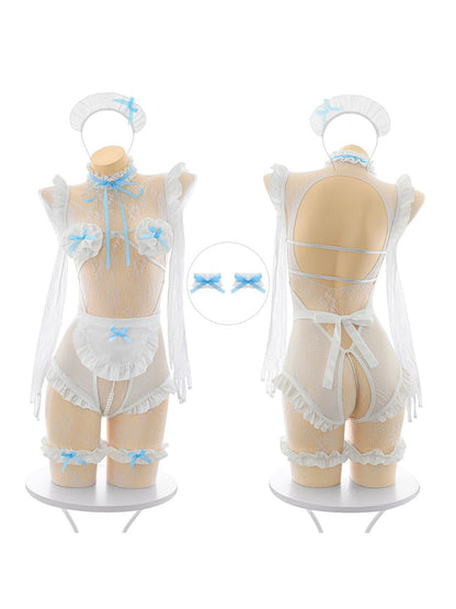 Sheer Lace Maid Bodystocking Set