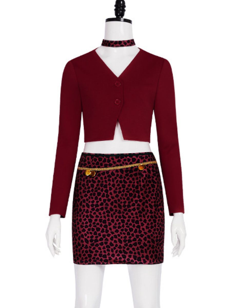 Midnight Villains Burgundy Leopard Oufit