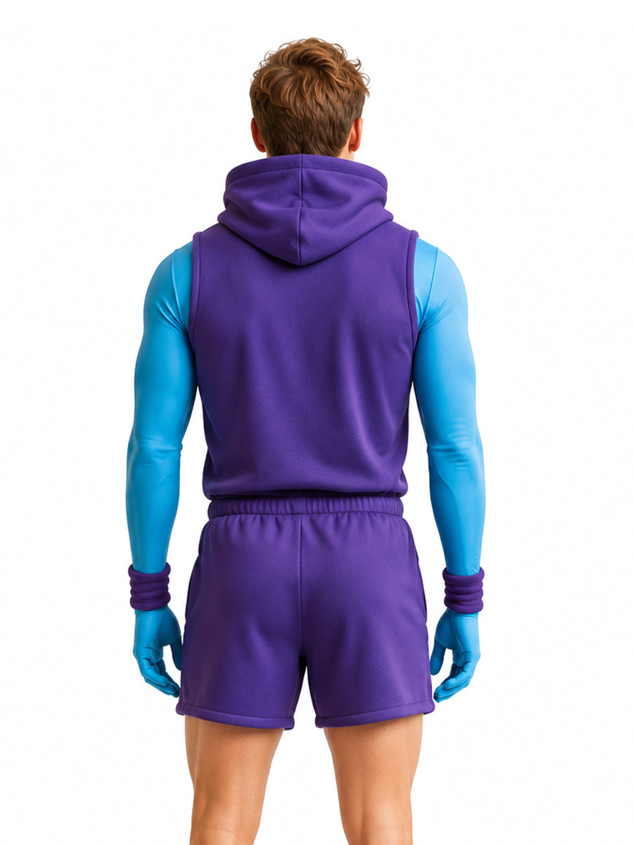 Skull Villain Hooded Vest and Shorts Outfit