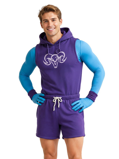 Skull Villain Hooded Vest and Shorts Outfit