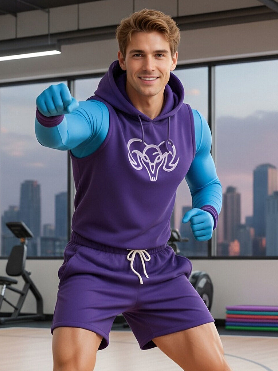 Skull Villain Hooded Vest and Shorts Outfit