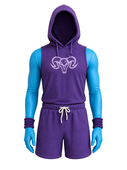 Skull Villain Hooded Vest and Shorts Outfit