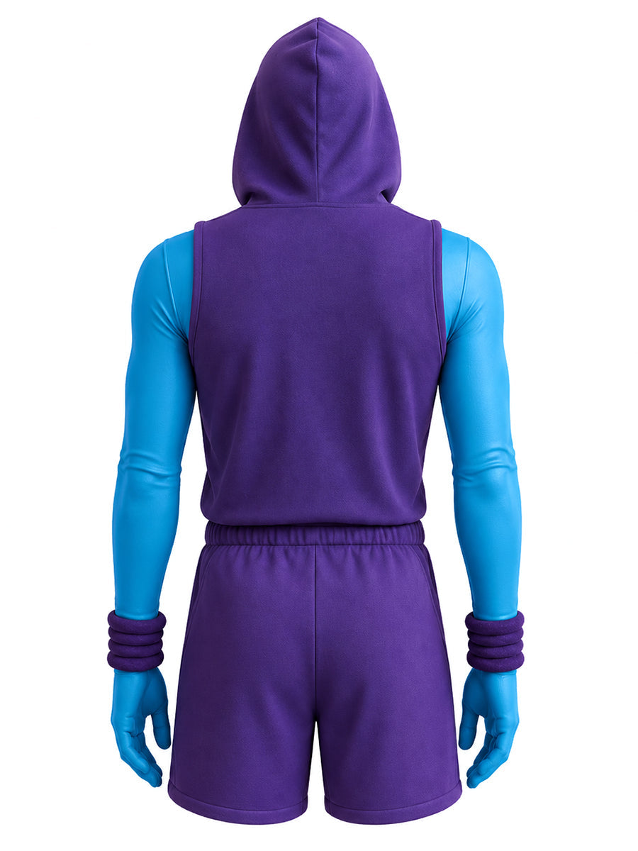 Skull Villain Hooded Vest and Shorts Outfit