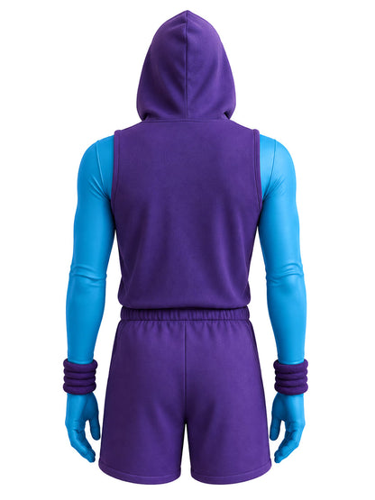 Skull Villain Hooded Vest and Shorts Outfit