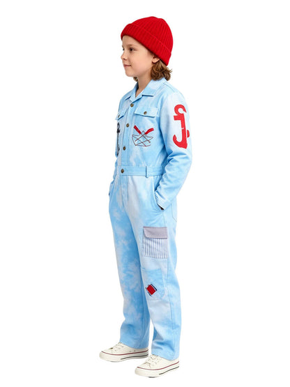 Sky Blue Tie-Dye Nautical Jumpsuit