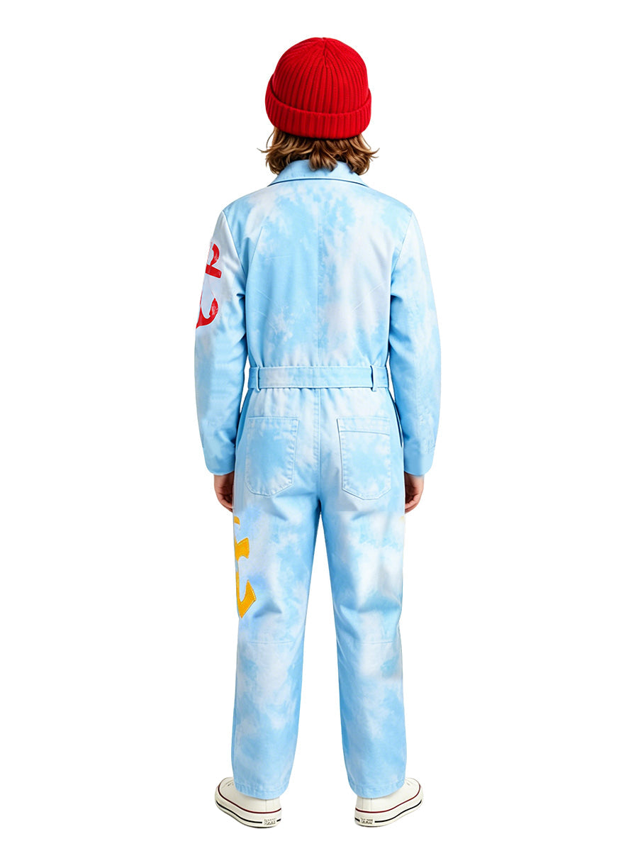 Sky Blue Tie-Dye Nautical Jumpsuit