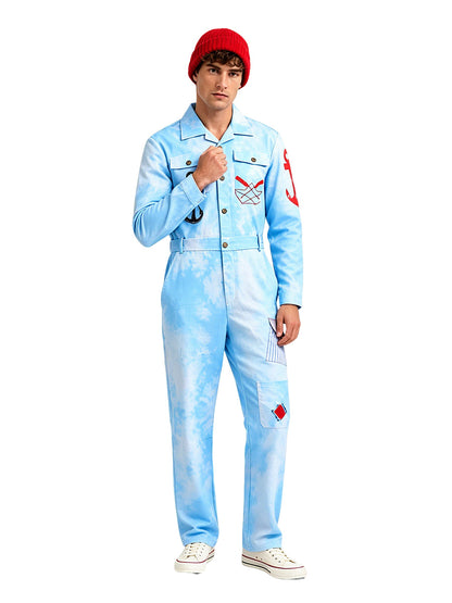 Sky Blue Tie-Dye Nautical Jumpsuit