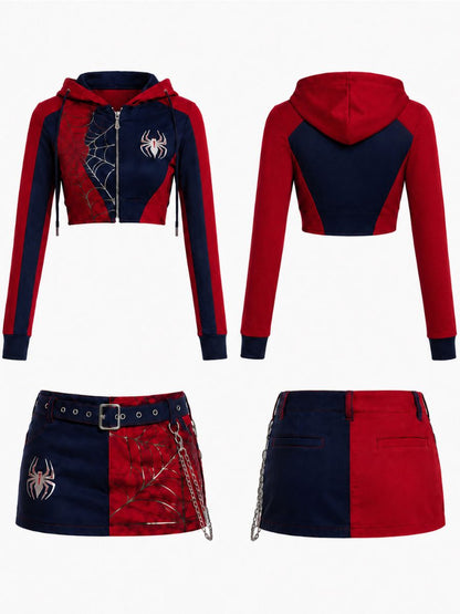 Spider Web Streetwear 2-Piece Outfit