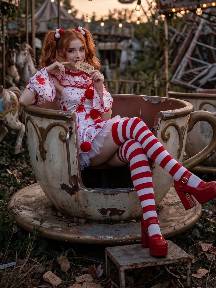 Splatter Print Circus Doll Costume