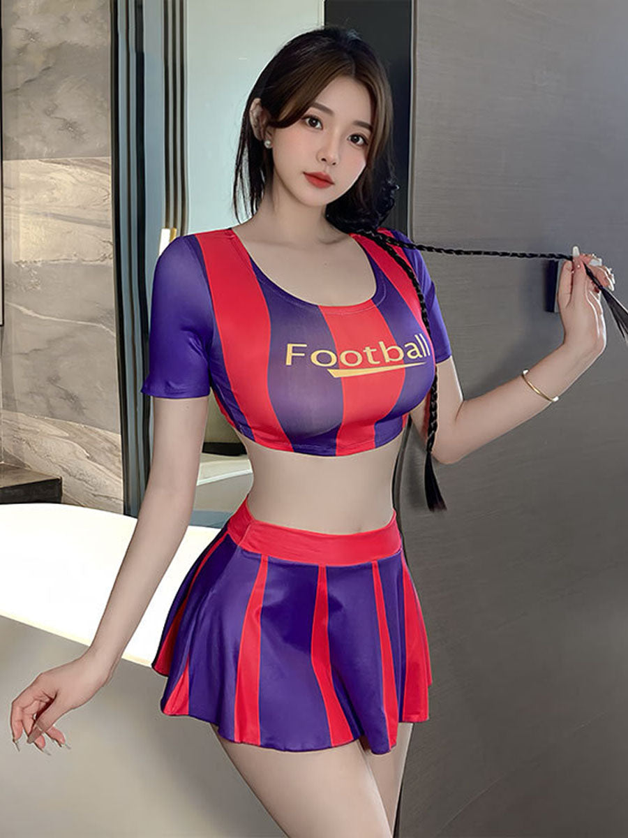 Striped Cheerleader Style Costume Set