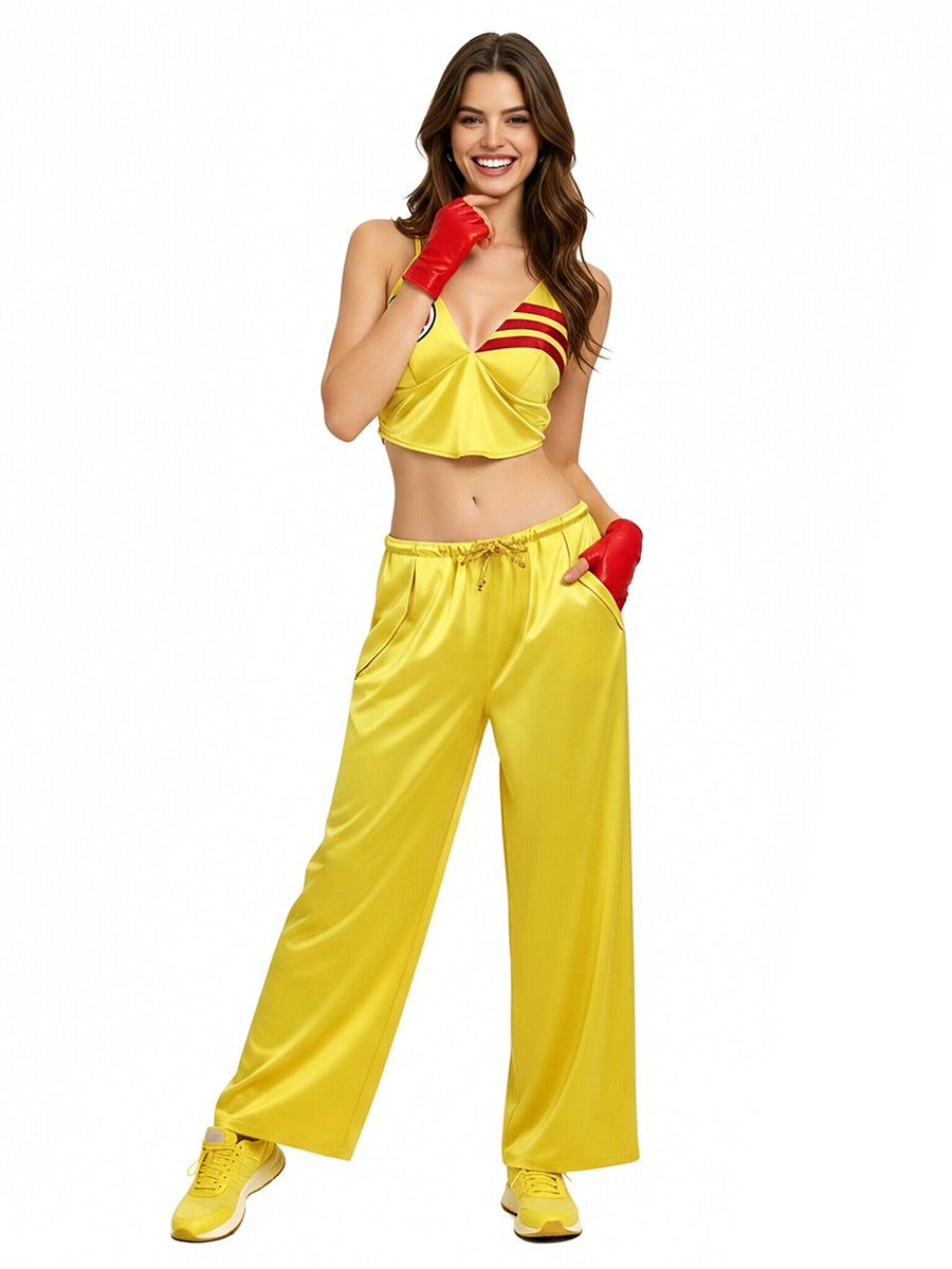 Shakira World Cup 2026 Costume Vibrant Yellow Crop Top and Wide Leg Pants 