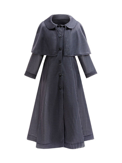 Kids Gothic Houndstooth Cape Coat