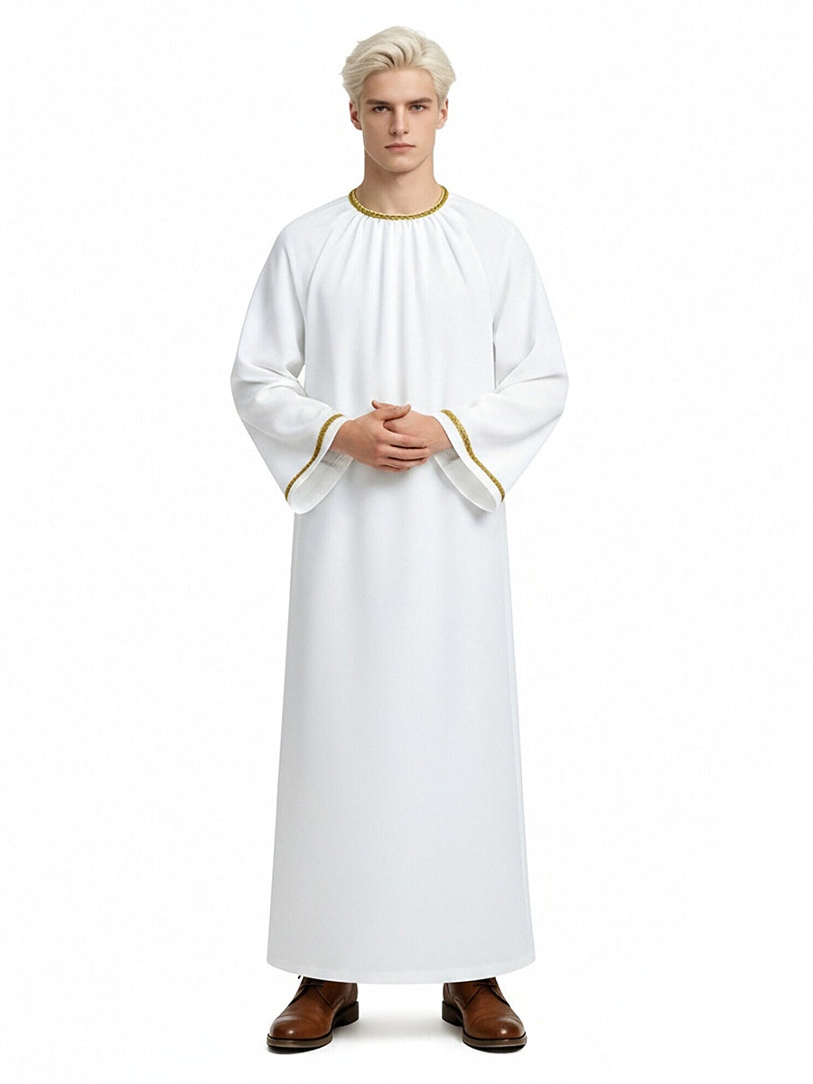 Good Omens Aziraphale Costume White Angel Cosplay Robe for Men
