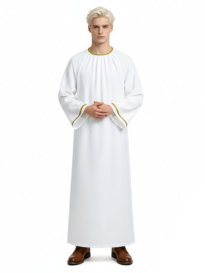 Good Omens Aziraphale Costume White Angel Cosplay Robe for Men