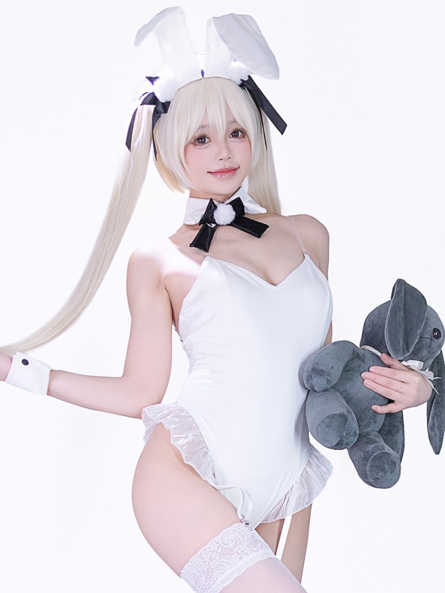White Bunny Girl Cosplay Bodysuit