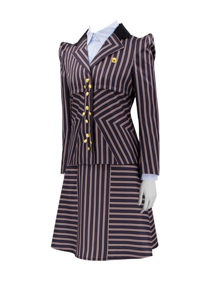 Brown Striped Witch Blazer and Dress Set