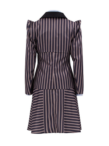 Brown Striped Witch Blazer and Dress Set
