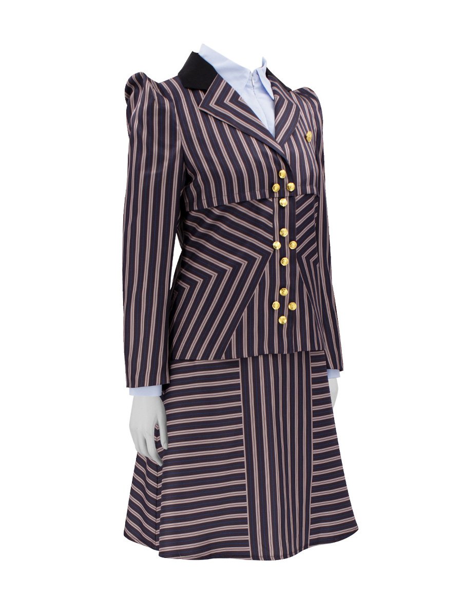 Brown Striped Witch Blazer and Dress Set