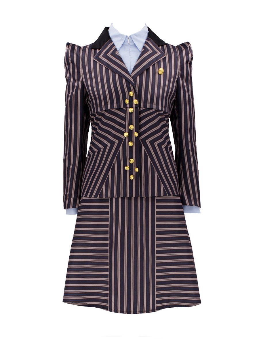 Brown Striped Witch Blazer and Dress Set