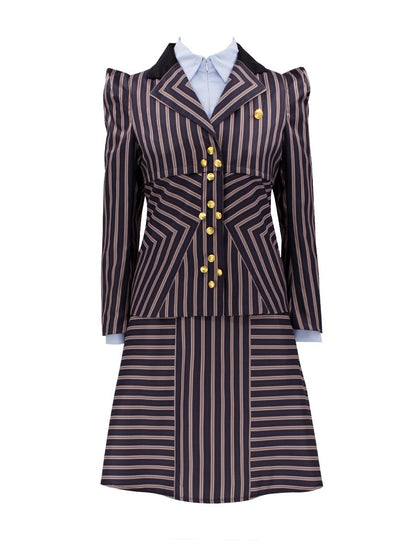 Brown Striped Witch Blazer and Dress Set