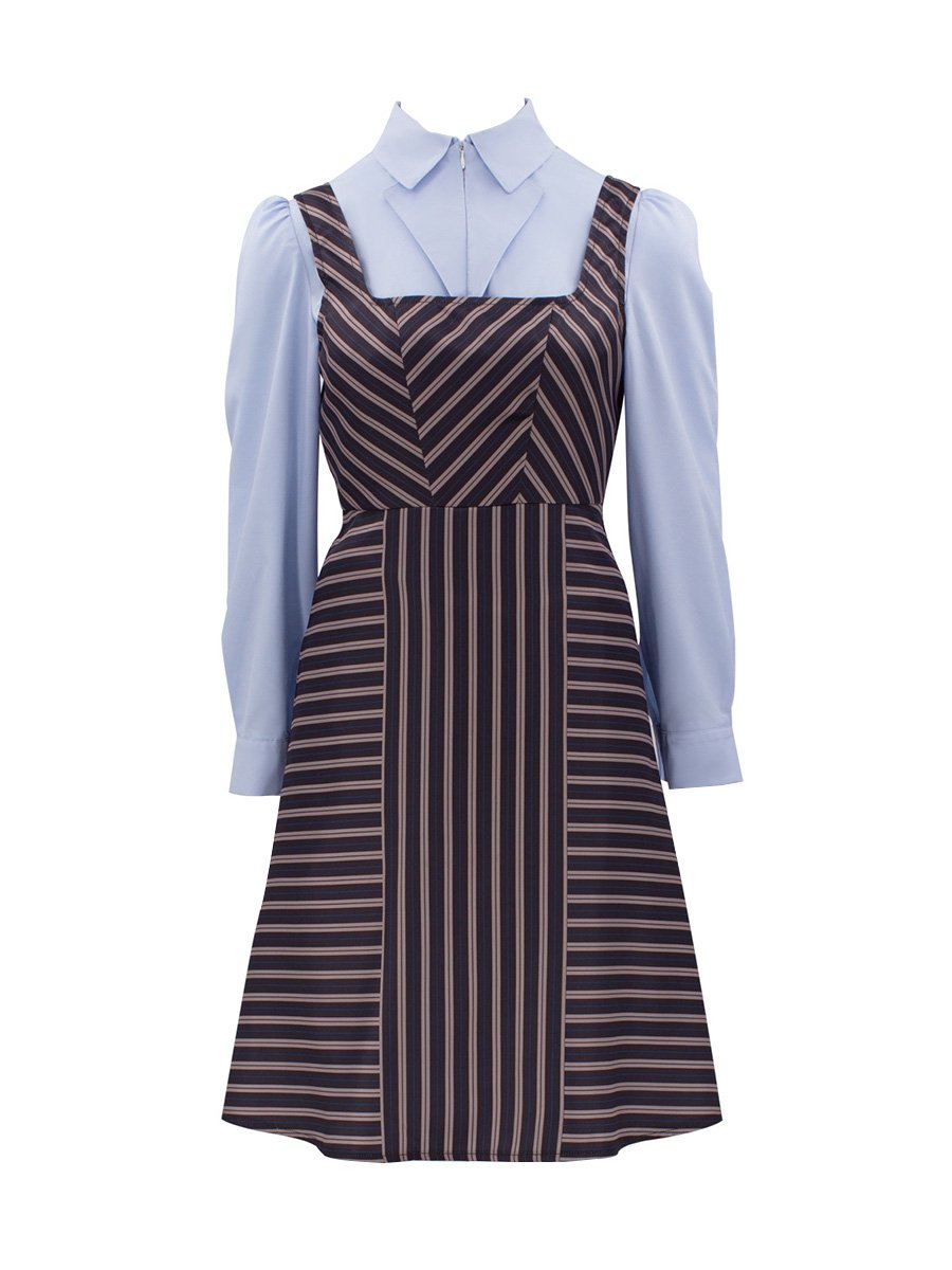 Brown Striped Witch Blazer and Dress Set