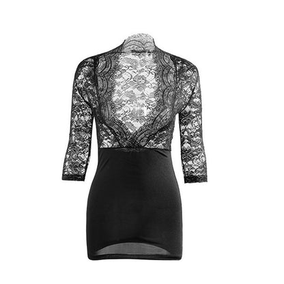Yomorio Plus Size Accountant Outfit Lace V Neck Bodycon Dress Teacher Cosplay Costume